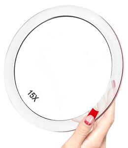 Zrcadlo s lupou, kulaté, průměr 15 cm, zvětšení 15x, s 3 přísavkami, vhodné pro líčení