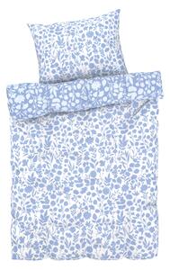 LIVARNO home Oboustranné ložní povlečení z mikrovláknitého saténu, 140 x 200 cm, 70 x 90 cm (květiny/modrá) (100373113001)