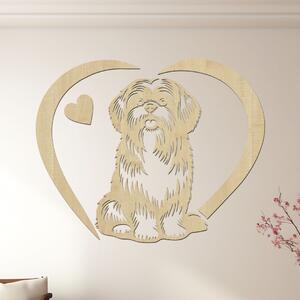 Dřevěný obraz psa Shih Tzu se srdcem | Rozměry (cm): 40x32 | Zvolte barvu dekoru: Javor