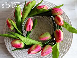 Umělý tulipán 35 CM k aranžování balení 3 KUSY - 6 růžová tmavá