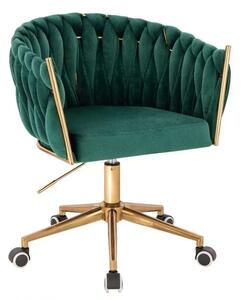 LuxuryForm DESIGN Židle NORDEN VELUR na zlaté podstavě s kolečky - zelená