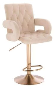 LuxuryForm DESIGN Barová židle BOSTON VELUR na zlaté kulaté podstavě - krémová