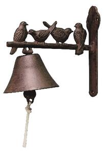 Zvonek s ptáčky, hnědá, litina Esschert Design ZEE-DB22