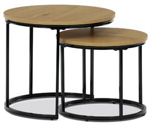 Set 2 ks stolků Autronic CT-G1145 OAK, MDF deska, dekor divoký dub, kovová podnož, černý lak