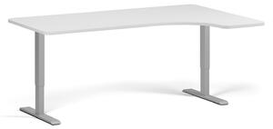 Výškově nastavitelný stůl, 2 motory, 745 - 1215 mm, levý/pravý, deska 1800 x 1200 mm, šedá podnož, bílá