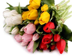 Umělá kytice tulipánů - 4 červená