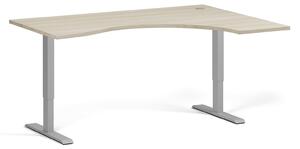 Ergonomický výškově nastavitelný stůl, 160x120 cm, 1 motor, L/P, šedá podnož, dub přírodní