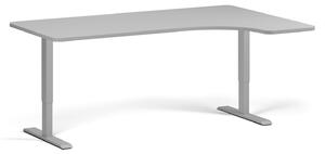 Rohový polohovací stůl se zaoblenými rohy, 180x120 cm, 1 motor, L/P, šedá podnož, šedá