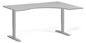 Ergonomický výškově nastavitelný stůl, 160x120 cm, 1 motor, L/P, šedá podnož, šedá