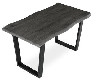 Stůl jídelní Autronic HT-F4214 GREY, MDF deska, dekor šedý dub, kovová nohy ve tvaru U, černý matný lak