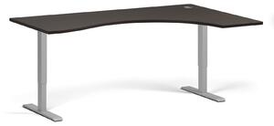 Výškově nastavitelný stůl, 1 motor, 745 - 1235 mm, ergonomický L/P, deska 1800 x 1200 mm, šedá podnož, wenge