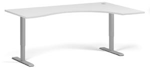 Ergonomický výškově nastavitelný stůl, 180x120 cm, 1 motor, L/P, šedá podnož, bílá