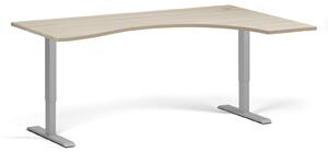 Ergonomický výškově nastavitelný stůl, 180x120 cm, 1 motor, L/P, šedá podnož, dub přírodní