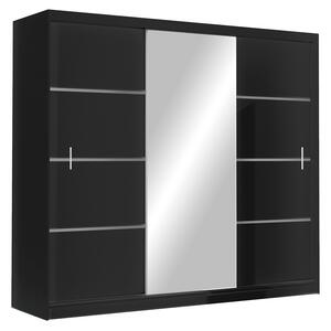 Šatní skříň 250 CHITA se zrcadlem - černá
