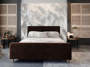 Manželská čalouněná postel NESSIE - 140x200, tmavě hnědá