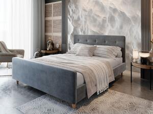 Manželská čalouněná postel NESSIE - 160x200, světle šedá