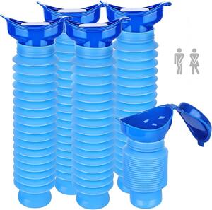 Balení 5 mini pisoárů, objem 750 ml, opakovaně použitelné nouzové pisoáry, přenosné toalety pro kempování