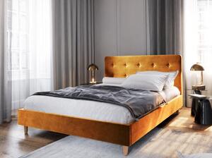 Čalouněná manželská postel NOOR - 140x200, hořčicová