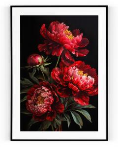 Plakát / Obraz Květ Pivoňky Pololesklý saténový papír A4 - 21 x 29,7 cm S okrajem