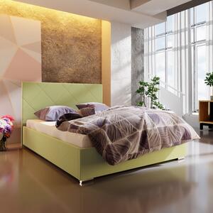 Manželská postel s úložným prostorem FLEK 5 - 140x200, žlutozelená