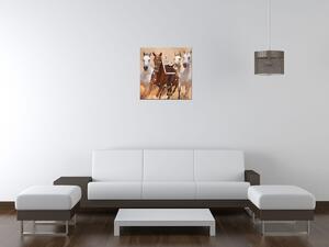 Obraz s hodinami Cválající koně Rozměry: 30 x 30 cm