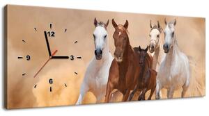 Obraz s hodinami Cválající koně Rozměry: 60 x 40 cm