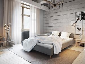 Čalouněná postel s úložným prostorem LETICIA - 160x200, světle šedá