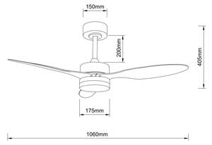 Globo 03608 - LED Stmívatelný stropní ventilátor BLACKWELL LED/20W/230V + DO