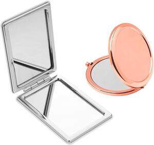 Zrcadlo na make-up, bílé a růžově zlaté barvy, vhodné na psací stůl, vyrobené z plastu