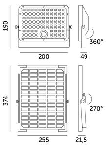 LED Venkovní solární reflektor se senzorem LED/30W/6,4V IP65 3000/4000K