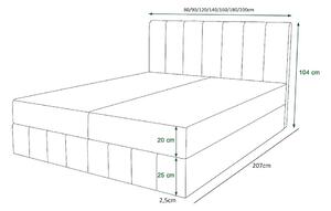 Boxspringová postel s úložným prostorem MADLEN - 200x200, béžová