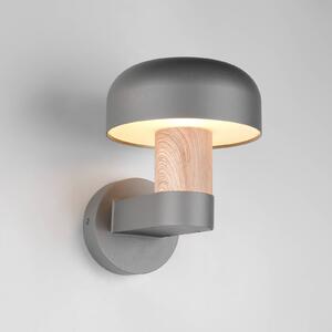 Trio Lighting Venkovní nástěnné svítidlo Fraser, šedá/dřevěný vzhled, hliník, IP54, E27, stmívatelný, Světlé dřevo, Hliník