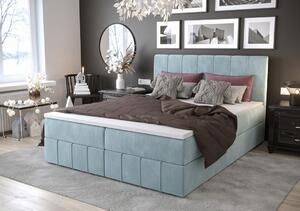 Boxspringová postel s úložným prostorem MADLEN - 200x200, světle modrá
