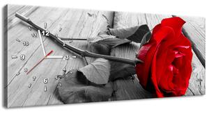 Obraz s hodinami Červená růže Rozměry: 40 x 40 cm