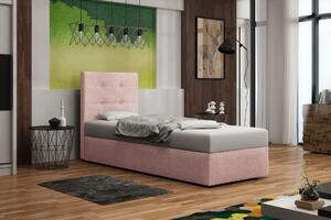 Čalouněná postel s úložným prostorem DELILAH 1 - 90x200, pravá, růžová