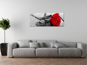 Obraz s hodinami Červená růže Rozměry: 30 x 30 cm
