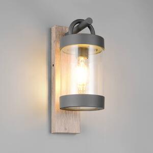 Trio Lighting Venkovní nástěnné svítidlo Sambesi, imitace dřeva, senzor soumraku, hliník, Světlé dřevo, Hliník, Moderní, Lucerna