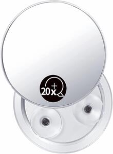 Zrcátko na líčení, 20x zvětšení, kulaté, průměr 15 cm, s 3 přísavkami, pro precizní nanášení make-upu