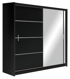 Šatní skříň 203 CHITA se zrcadlem - černá