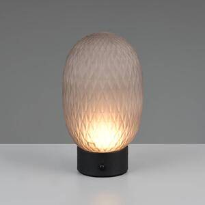 Trio Lighting LED stolní lampa Facette, kouřově šedá, USB, sklo, stmívatelný, Hliník / šedá / zinek, Obývací pokoj / jídelna, Sklo, stojací lampa