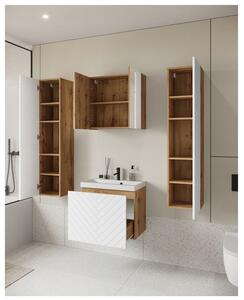 Koupelnový set se zrcadlem IZORIA XL 1 - dub wotan / bílá + umyvadlo ZDARMA