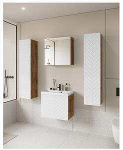 Koupelnový set se zrcadlem IZORIA XL 1 - dub wotan / bílá + umyvadlo ZDARMA