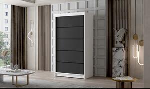 Dvoudveřová šatní skříň NICA - šířka 100 cm, bílá / černá
