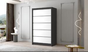 Dvoudveřová šatní skříň NICA - šířka 120 cm, černá / bílá