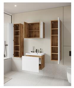 Koupelnový set se zrcadlem IZORIA XL 2 - dub wotan / bílá + umyvadlo ZDARMA