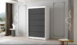 Dvoudveřová šatní skříň NICA - šířka 120 cm, bílá / černá