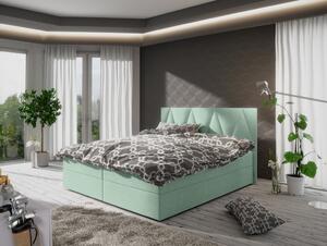 Manželská postel s úložným prostorem STIG 3 - 200x200, světle zelená