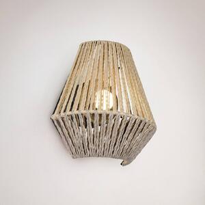 Reality Leuchten LED nástěnné světlo Lira, hnědé, papírová příze, dotykové, výška 19 cm, stmívatelný, Hnědá / rez, Ložnice, Textil / tkanina / hedvábí