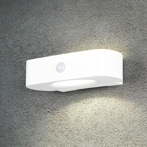 Reality Leuchten Solární nástěnné světlo Bilbao, bílé, výška 6 cm, senzor, nahoru/dolů, Bílá / opál, Plast