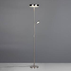 Reality Leuchten LED stojací lampa Palermo, matný nikl, dálkové ovládání, paměť, stmívatelný, Chrom / stříbro, Obývací pokoj / jídelna, kov